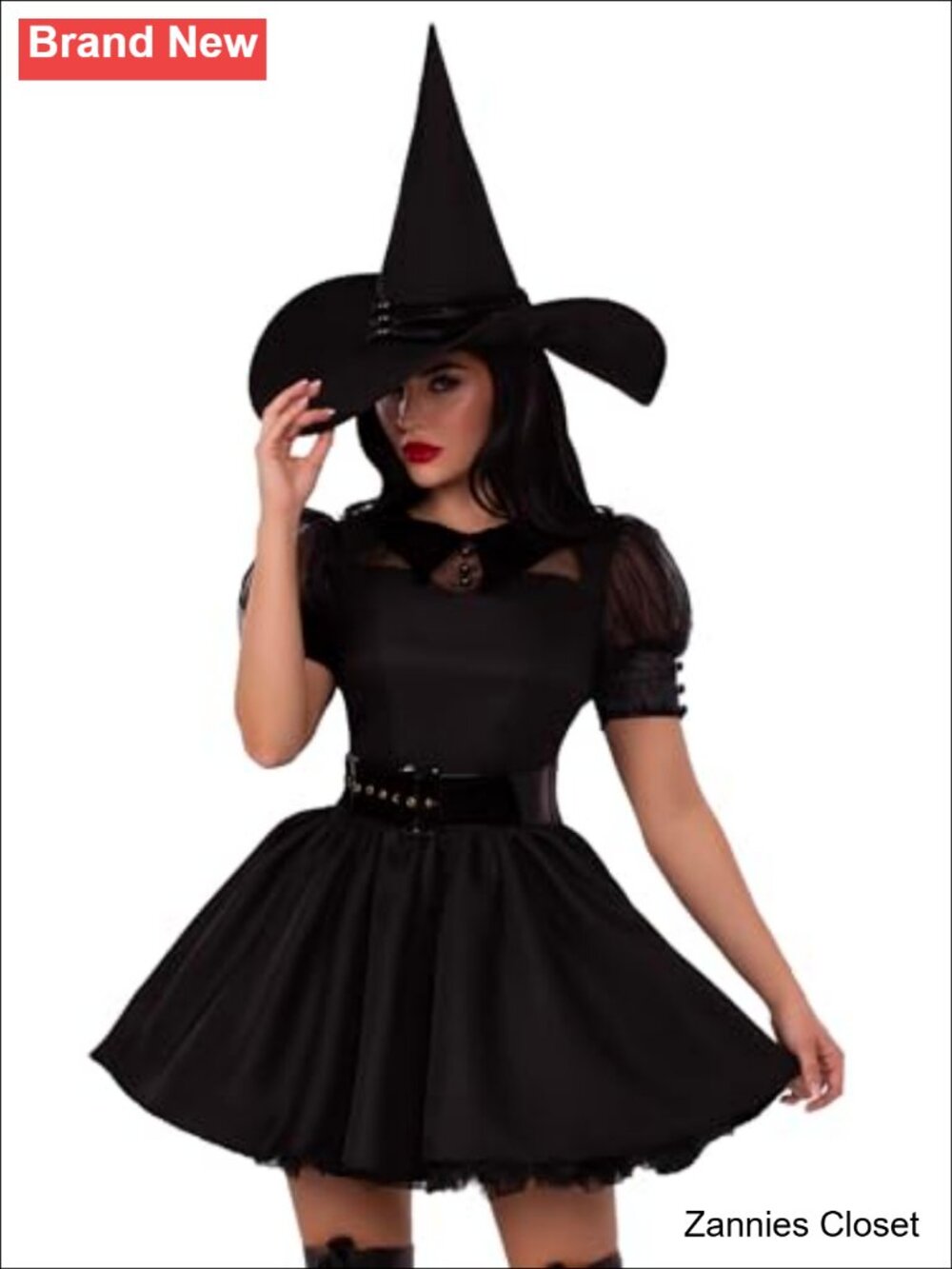 ✨Leg Avenue Bewitching Witch Halloween Costume Organza Dress Belt Hat Set